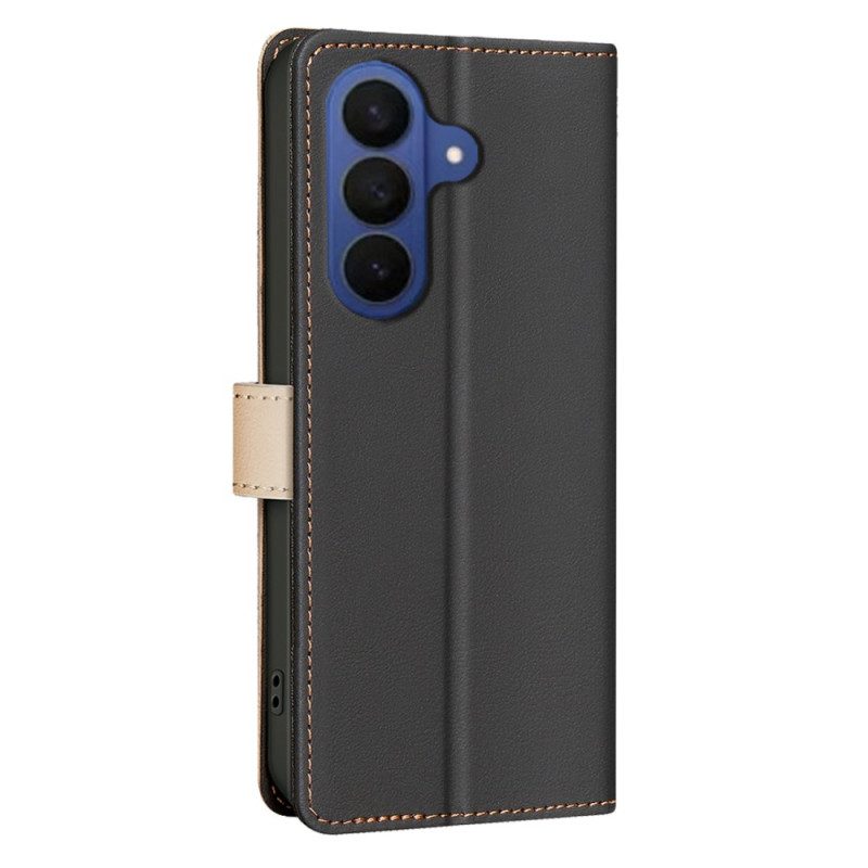 Lederhüllen Samsung Galaxy S26 Plus Zweifarbige Binfen-farbe