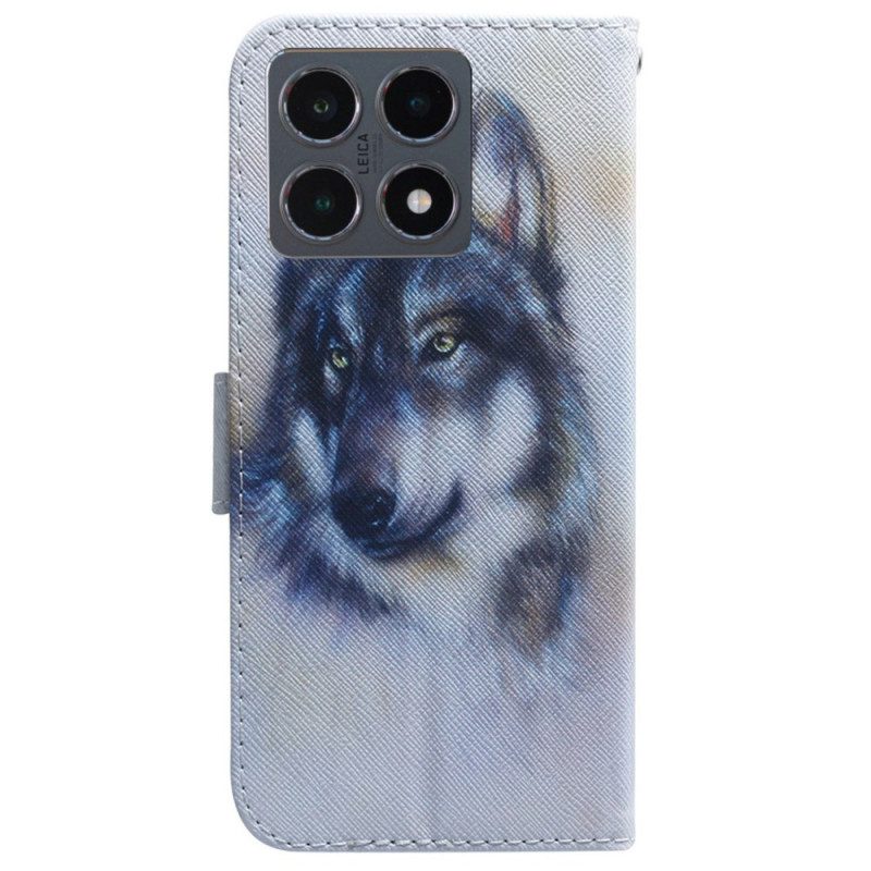 Lederhüllen Für Xiaomi 15t Aquarellwolf