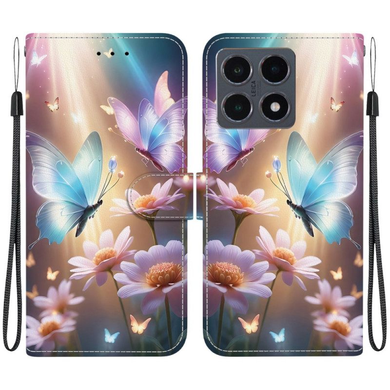 Lederhüllen Für Xiaomi 15t Blumen-schmetterling