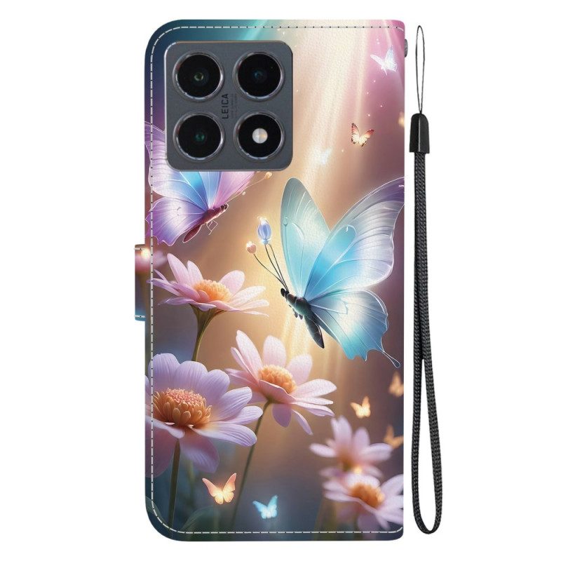 Lederhüllen Für Xiaomi 15t Blumen-schmetterling