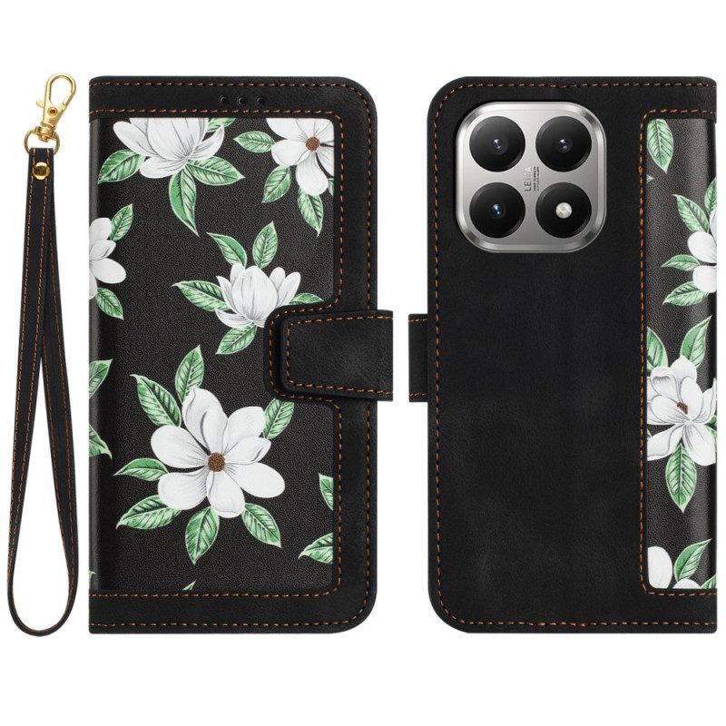 Lederhüllen Für Xiaomi 15t Blumendesign Mit Riemen