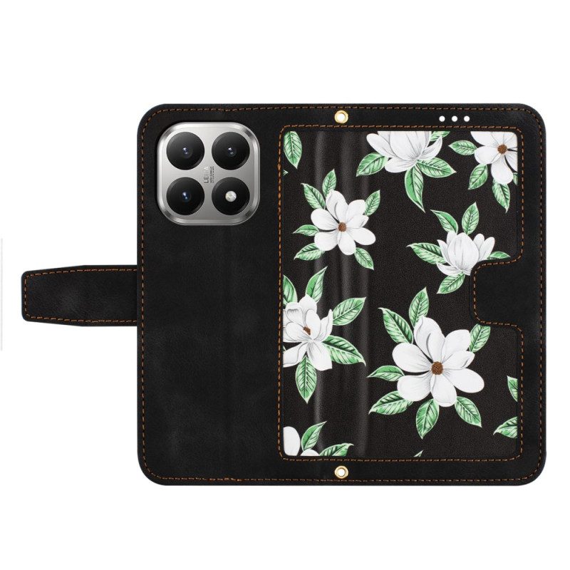 Lederhüllen Für Xiaomi 15t Blumendesign Mit Riemen