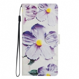 Lederhüllen Für Xiaomi 15t Lila Blumen