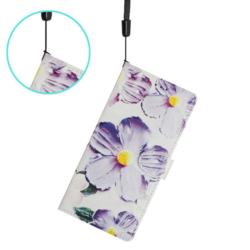Lederhüllen Für Xiaomi 15t Lila Blumen
