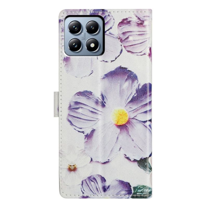 Lederhüllen Für Xiaomi 15t Lila Blumen