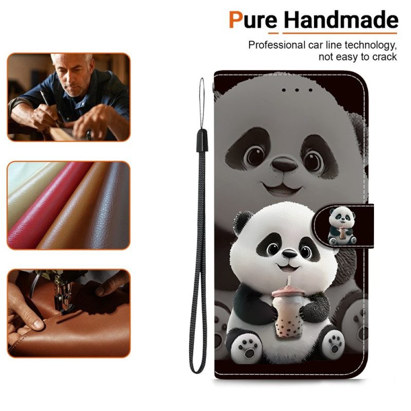 Lederhüllen Für Xiaomi 15t Panda-muster