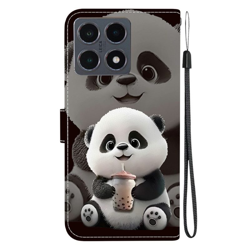 Lederhüllen Für Xiaomi 15t Panda-muster