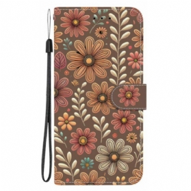 Lederhüllen Xiaomi 15t Braune Blumen