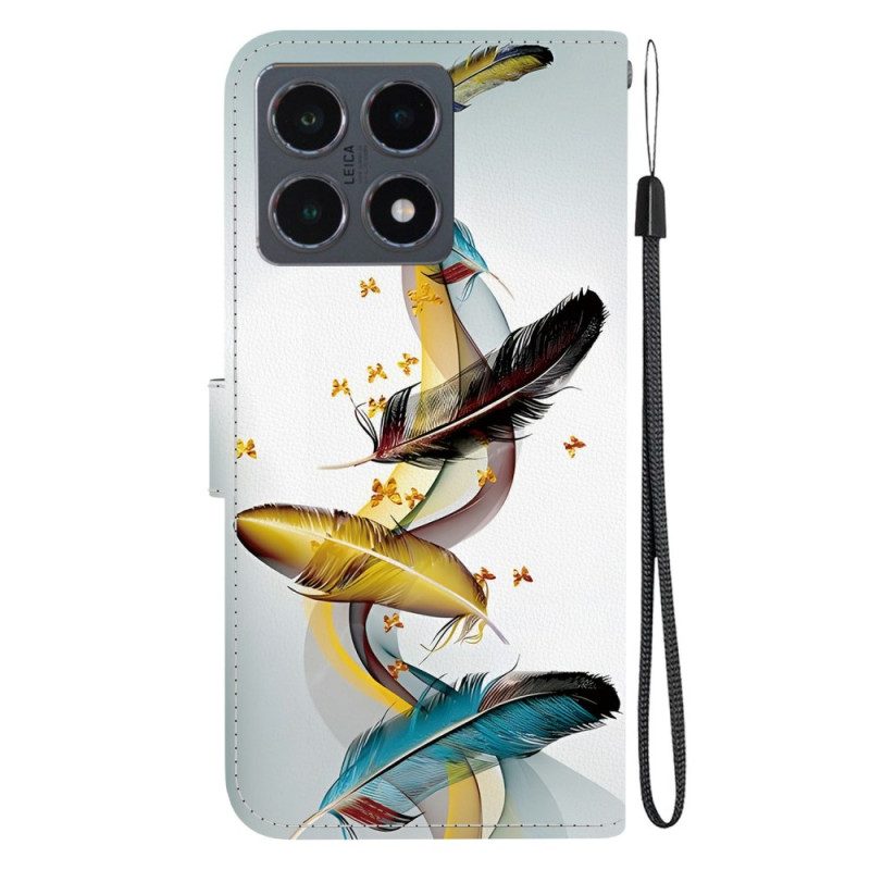 Lederhüllen Xiaomi 15t Goldene Blätter