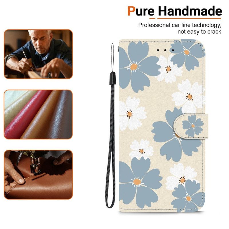 Lederhüllen Xiaomi 15t Handyhülle Blaue Und Weiße Gänseblümchen