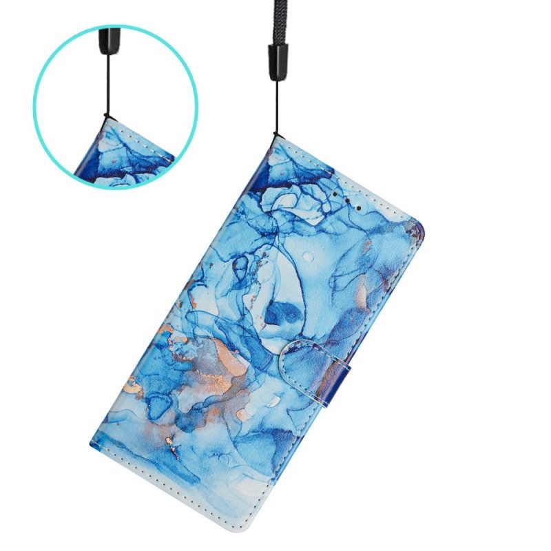 Lederhüllen Xiaomi 15t Handyhülle Blauer Marmor