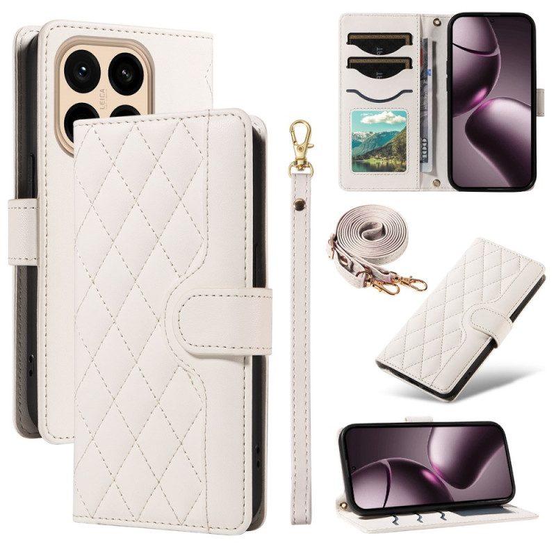 Lederhüllen Xiaomi 15t Handyhülle Gesteppt Mit Riemen Und Schulterriemen