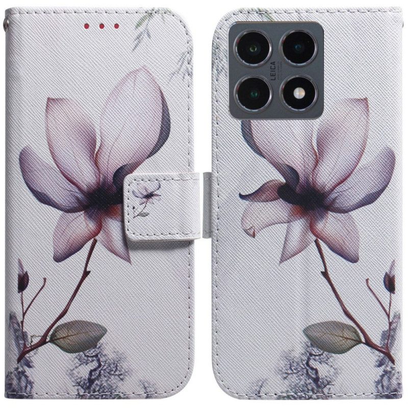 Lederhüllen Xiaomi 15t Handyhülle Rosa Blume