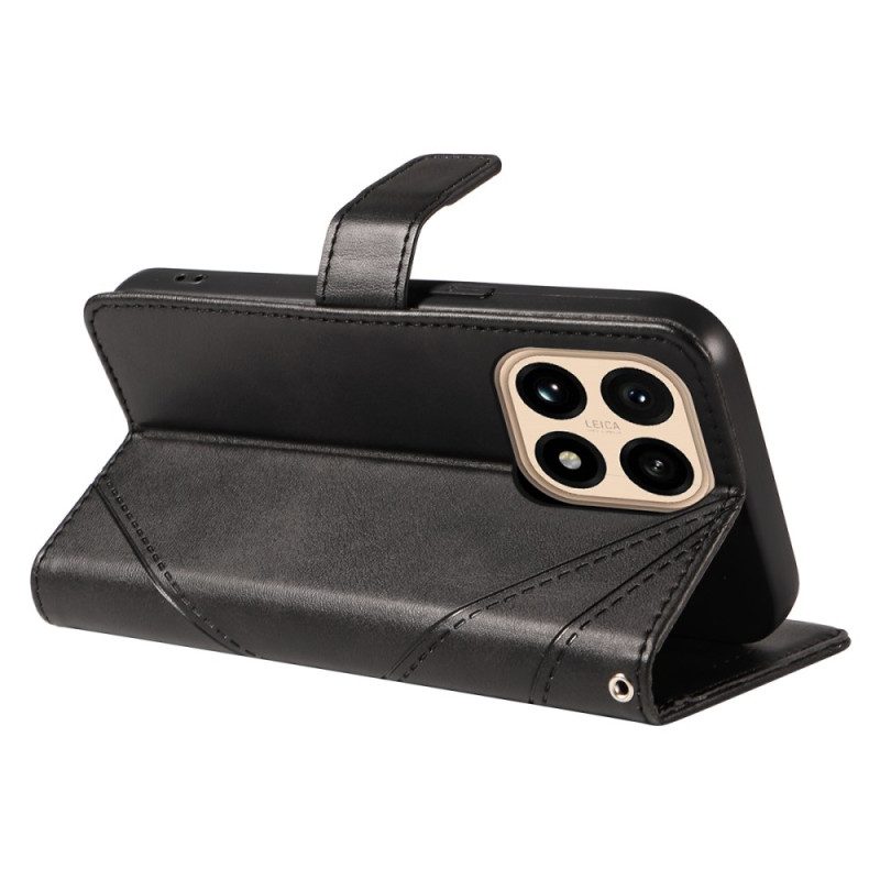 Lederhüllen Xiaomi 15t Handyhülle Zweifarbig Und Linien