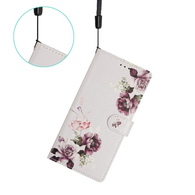 Lederhüllen Xiaomi 15t Lila Rosen