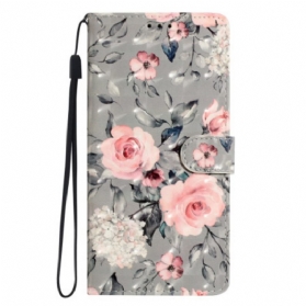 Lederhüllen Xiaomi 15t Rosa Blumen
