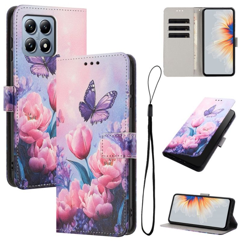 Lederhüllen Xiaomi 15t Rosa Tulpen