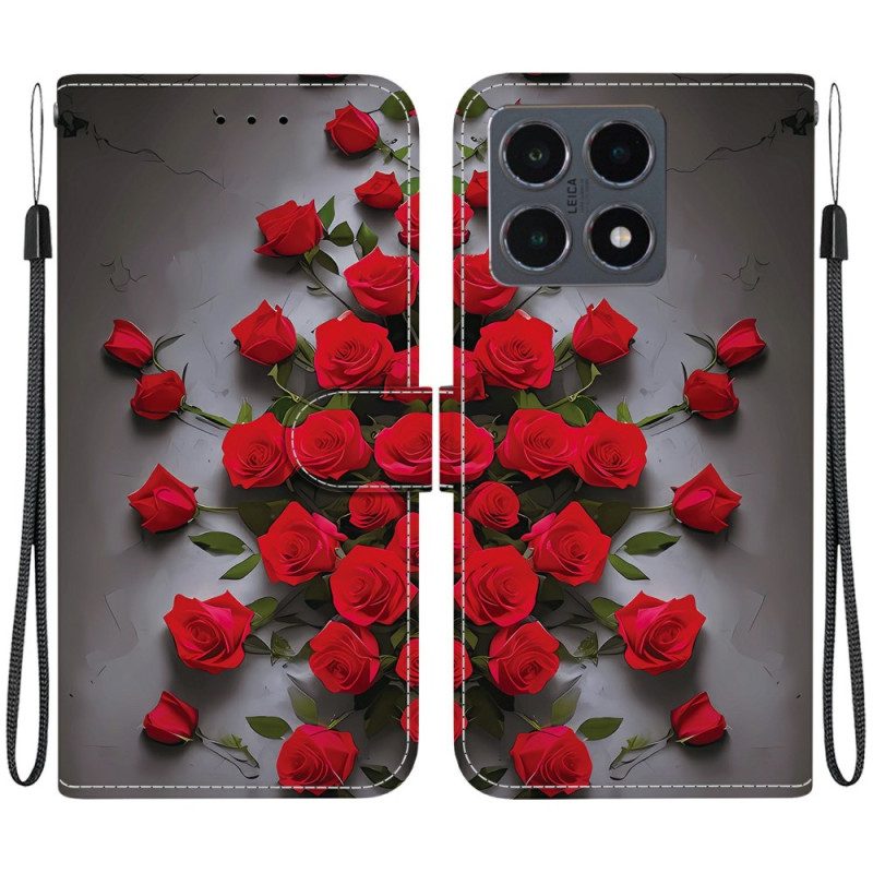 Lederhüllen Xiaomi 15t Rote Rosen