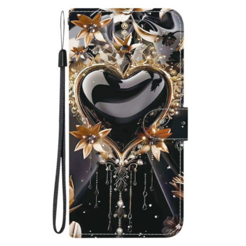 Lederhüllen Xiaomi 15t Schwarz-goldenes Herz