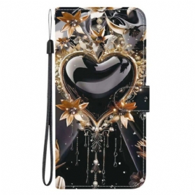 Lederhüllen Xiaomi 15t Schwarz-goldenes Herz