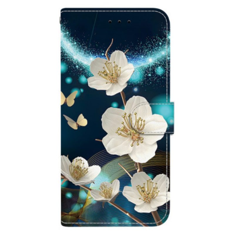 Lederhüllen Xiaomi 15t Weiß Magnolien