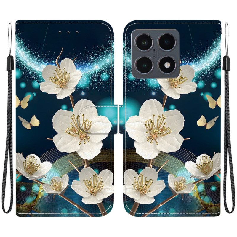 Lederhüllen Xiaomi 15t Weiß Magnolien