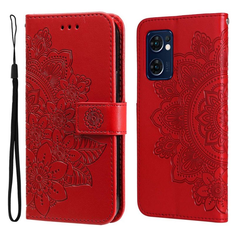 Lederhüllen Für Oppo Find X5 Lite Mandala Mit Schlüsselband