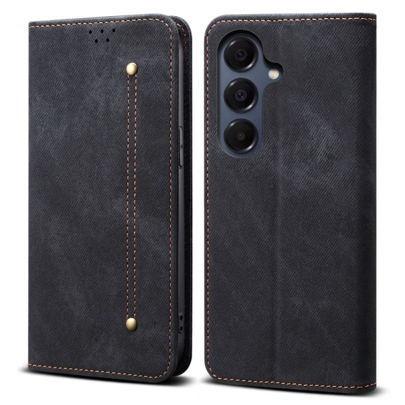 Flip Case Für Samsung Galaxy S25 Fe Denim-stoff