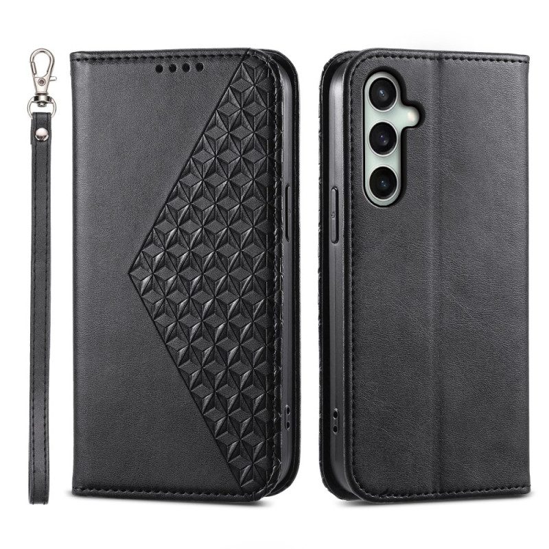 Flip Case Samsung Galaxy S25 Fe Rautenmuster Mit Riemen
