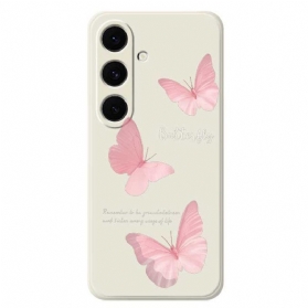 Hülle Für Samsung Galaxy S25 Fe Silikon Mit Rosa Schmetterling