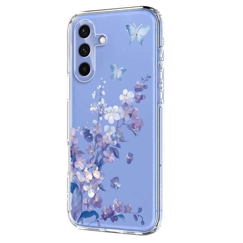Hülle Für Samsung Galaxy S25 Fe Transparentes Blumen- Und Schmetterlingsdesign