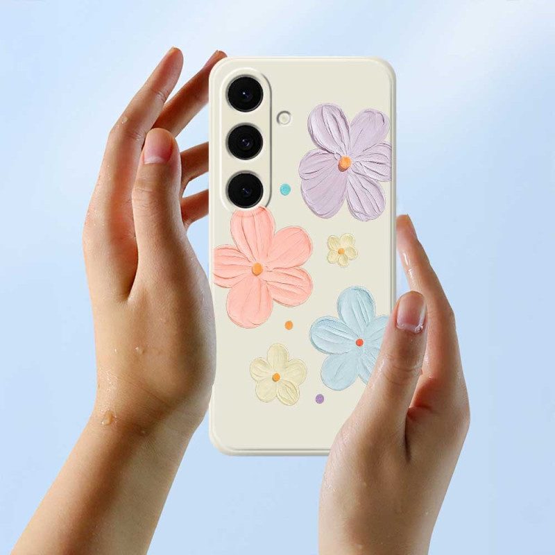 Hülle Samsung Galaxy S25 Fe Handyhülle Silikon Mit Pastellfarbener Blume