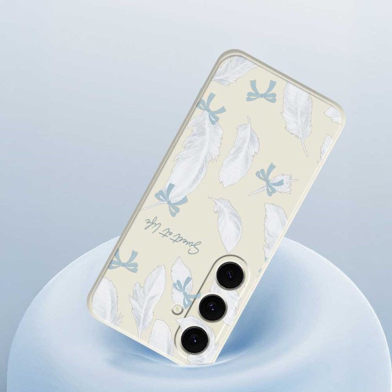 Hülle Samsung Galaxy S25 Fe Handyhülle Silikon Mit Weißer Feder