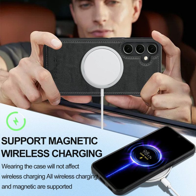 Hülle Samsung Galaxy S25 Fe Magsafe-kompatibles Lederdesign