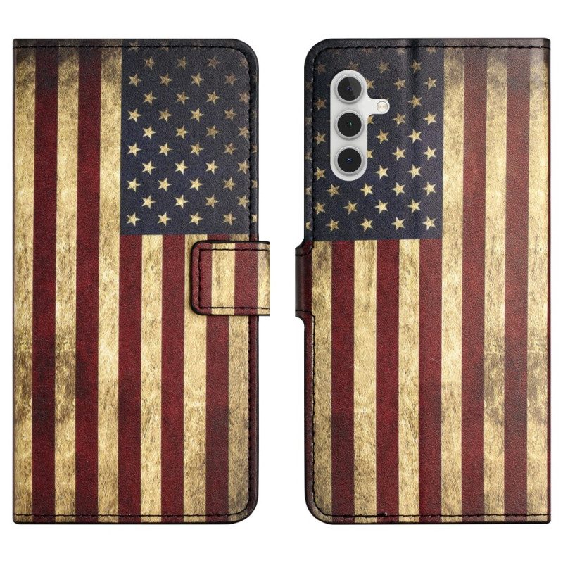Lederhüllen Für Samsung Galaxy S25 Fe Amerikanische Flagge (vintage)