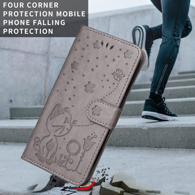 Lederhüllen Für Samsung Galaxy S25 Fe Katze Und Biene