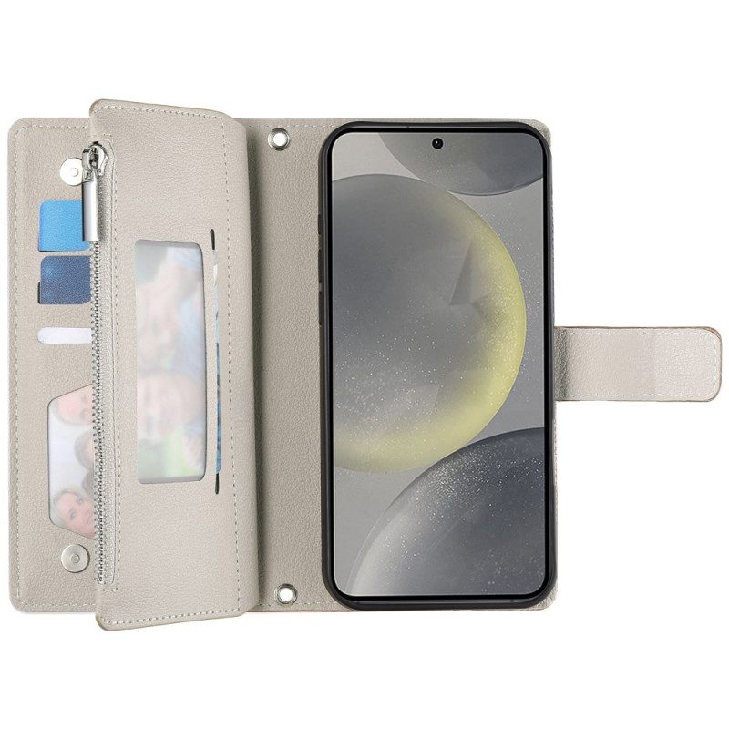 Lederhüllen Für Samsung Galaxy S25 Fe Ledergeldbörse Mit Reißverschluss Und Riemen
