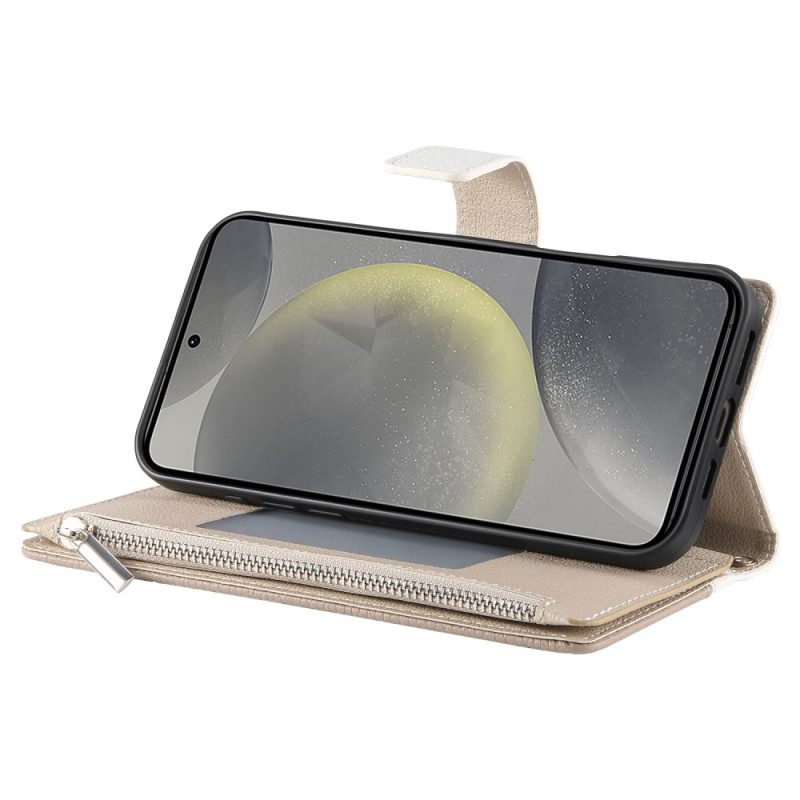 Lederhüllen Für Samsung Galaxy S25 Fe Ledergeldbörse Mit Reißverschluss Und Riemen