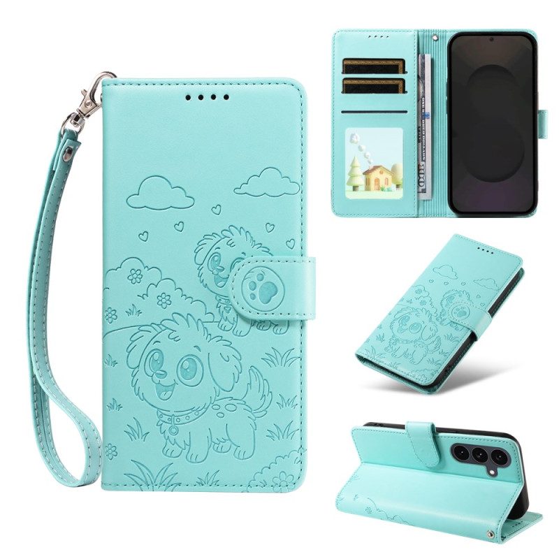 Lederhüllen Für Samsung Galaxy S25 Fe Rfid-schutz Und Hundemotiv