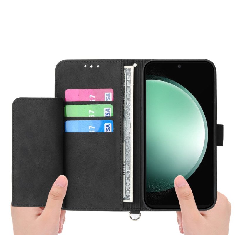 Lederhüllen Für Samsung Galaxy S25 Fe Spitzenmuster Mit Riemen Und Schulterriemen