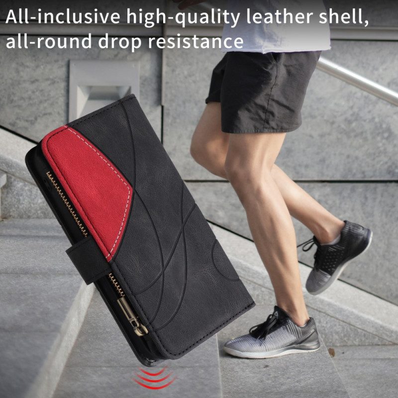 Lederhüllen Für Samsung Galaxy S25 Fe Zweifarbige Wellenstruktur