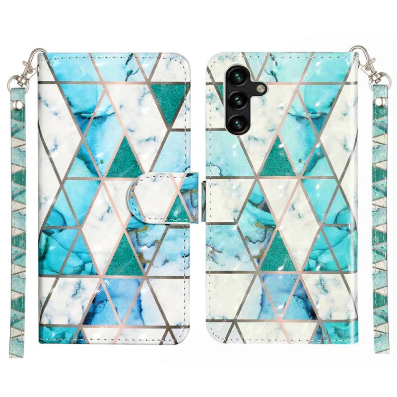 Lederhüllen Samsung Galaxy S25 Fe Blaue Murmel Mit Umhängeband