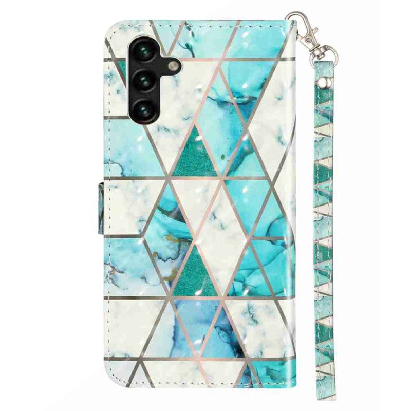 Lederhüllen Samsung Galaxy S25 Fe Blaue Murmel Mit Umhängeband