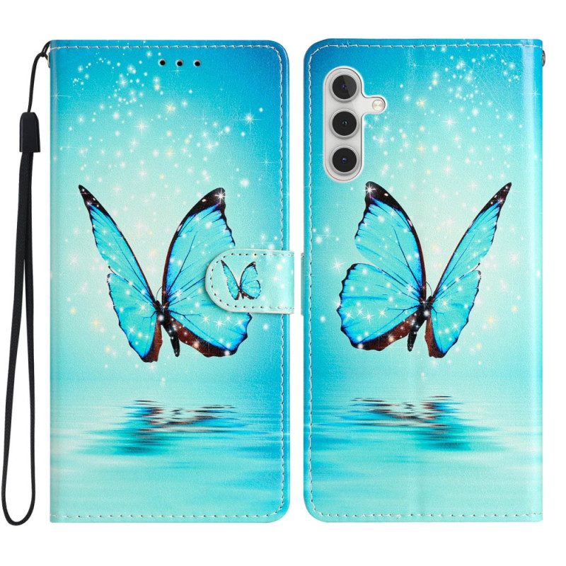 Lederhüllen Samsung Galaxy S25 Fe Blauer Schmetterling