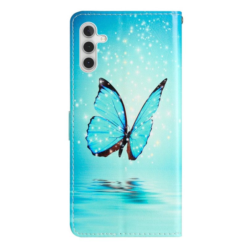 Lederhüllen Samsung Galaxy S25 Fe Blauer Schmetterling