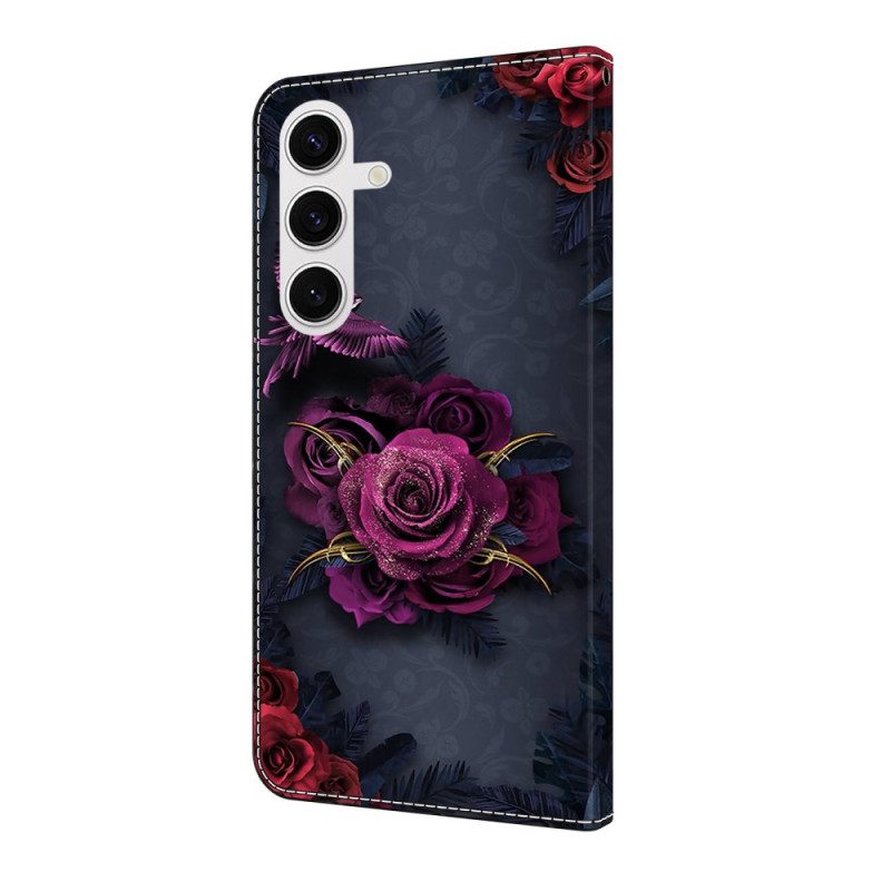 Lederhüllen Samsung Galaxy S25 Fe Dunkle Rosen