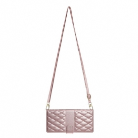 Lederhüllen Samsung Galaxy S25 Fe Gesteppte Geldbörse Mit Riemen