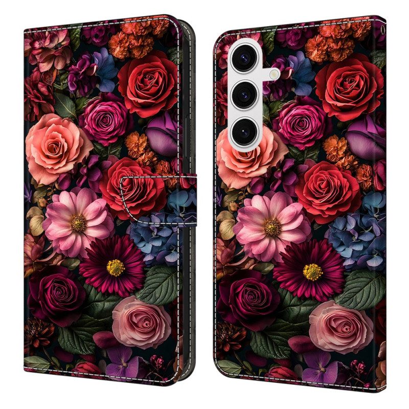 Lederhüllen Samsung Galaxy S25 Fe Handyhülle Blumen