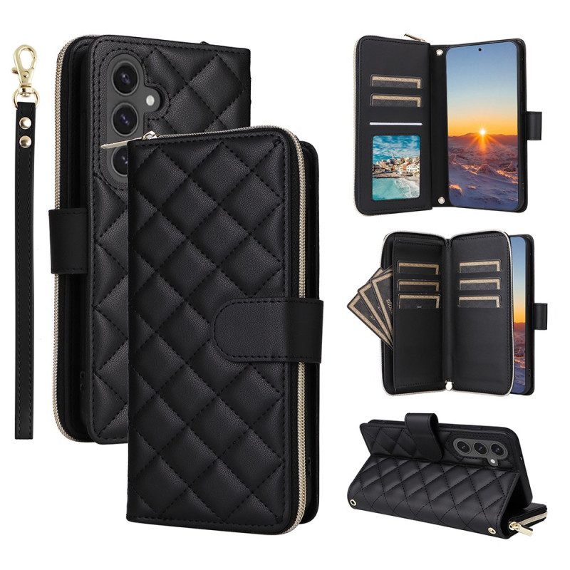 Lederhüllen Samsung Galaxy S25 Fe Handyhülle Gesteppt Mit Riemen Und Schulterriemen