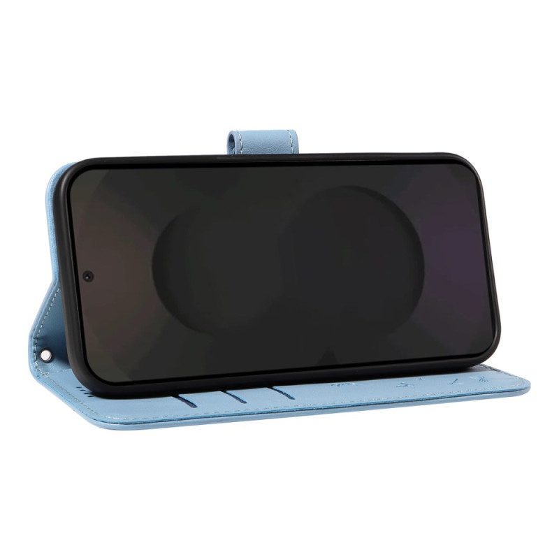 Lederhüllen Samsung Galaxy S25 Fe Handyhülle Löwenzahnmuster Mit Riemen